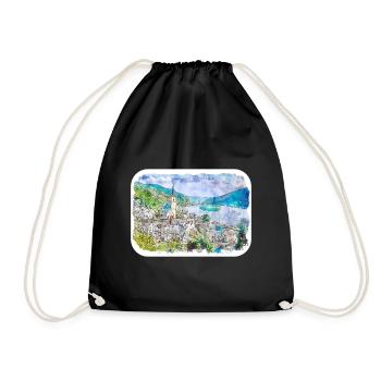 Allemagne Aquarelle Esquisse Dessinée à la main Illustration - Sac de sport léger - noir - Devant