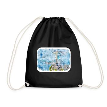 Rio De Janeiro Brasilien Aquarell Skizze Zeichnung - Turnbeutel - Schwarz - Vorne