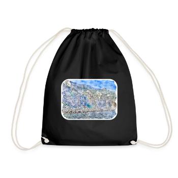 Sorrente Italie Aquarelle Esquisse Dessinée Peinture - Sac de sport léger - noir - Devant