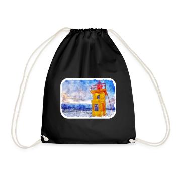 Islande croquis à l’aquarelle dessin à la main illustration - Sac de sport léger - noir - Devant