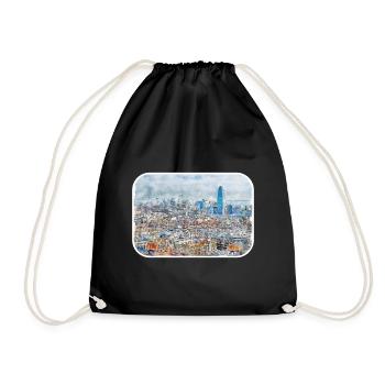 Barcelona Spanien Aquarellskizze Gezeichnete Zeichnung - Turnbeutel - Schwarz - Vorne