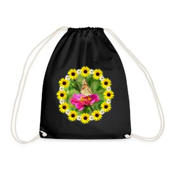 Papillon Tournesol Marguerites Fleur florale - Sac de sport léger - noir - Devant