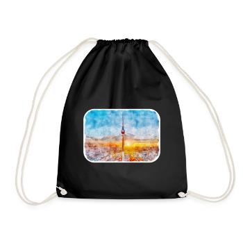 Berlin Allemagne Aquarelle Esquisse Dessinée Peinture - Sac de sport léger - noir - Devant