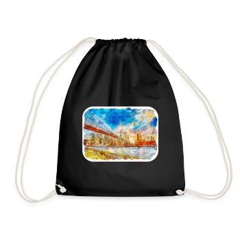 Dublin Irlande Royaume-Uni Aquarelle Sketch Illustration - Sac de sport léger - noir - Devant
