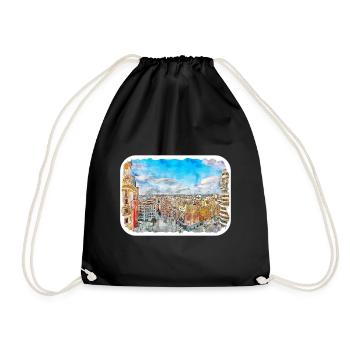 Madrid Espagne Aquarelle Esquisse Peinture Dessin - Sac de sport léger - noir - Devant
