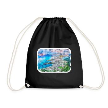 Queenstown Neuseeland Aquarell Skizze Farbe - Turnbeutel - Schwarz - Vorne