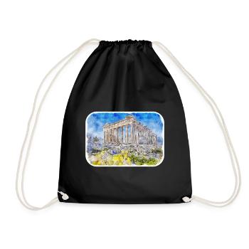 Athènes Grèce Aquarelle Sketch Illustration - Sac de sport léger - noir - Devant