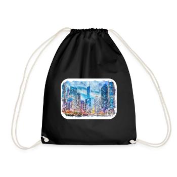 Chicago USA Aquarell Skizze gezeichnete Illustration - Turnbeutel - Schwarz - Vorne