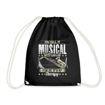 Saxophone Wind Instrument Musician Gift Idea - Drawstring Bag - black - Front