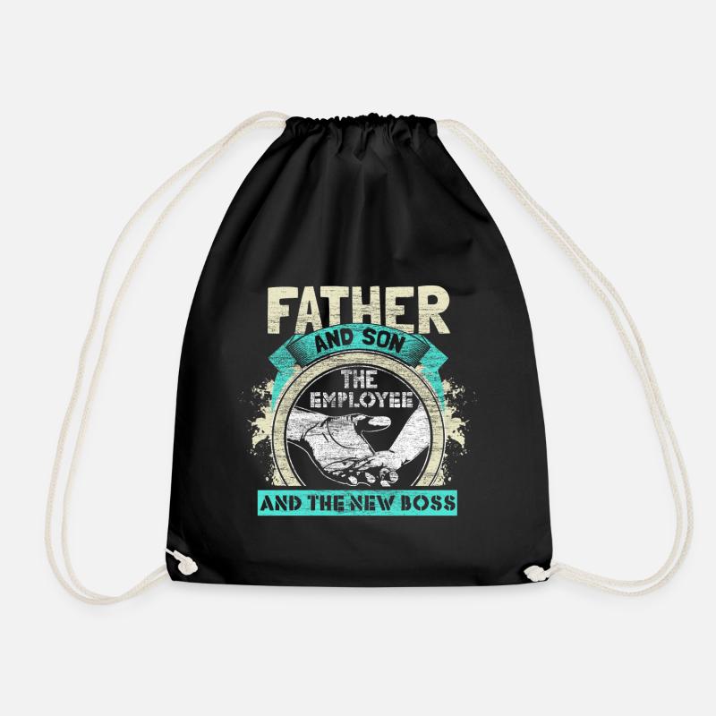 Father Son Newborn Family Gift Idea - Drawstring Bag - black
