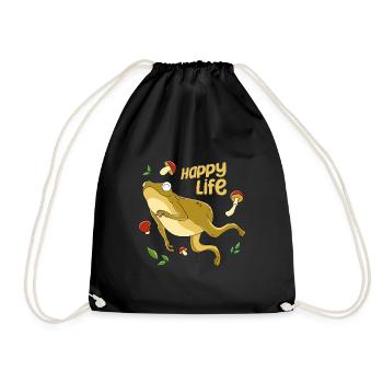 Frog Happy Life - Drawstring Bag - black - Front