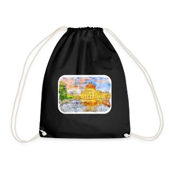 Allemagne Aquarelle Esquisse Dessinée à la main Illustration - Sac de sport léger - noir - Devant