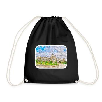 Vienna Austria Watercolor Sketch Painting - Drawstring Bag - black - Front