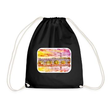 Singapore Watercolor Sketch Hand Drawn Painting - Drawstring Bag - black - Front