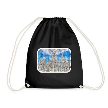 Madrid Espagne Aquarelle Esquisse Dessinée Peinture - Sac de sport léger - noir - Devant