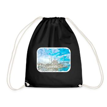 Istanbul Turkey Watercolor Sketch Draw Drawing - Drawstring Bag - black - Front