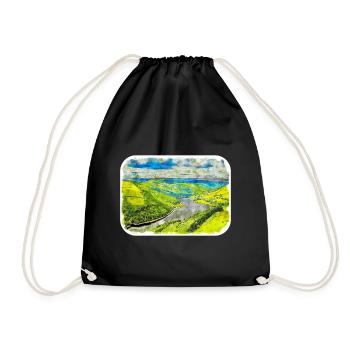 England UK Watercolor Sketch Painting Illustration - Drawstring Bag - black - Front