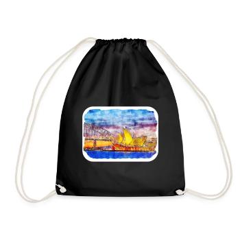 Sydney Australie Aquarelle Sketch Illustration - Sac de sport léger - noir - Devant