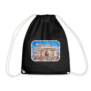 Mumbai Inde Aquarelle Esquisse Dessinée Peinture - Sac de sport léger - noir - Devant