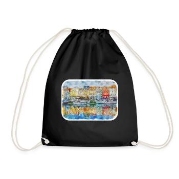 Copenhague Danemark Aquarelle Sketch Illustration - Sac de sport léger - noir - Devant