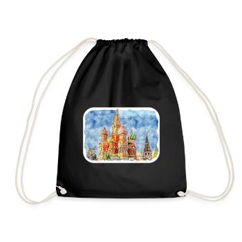 Moscou Russie Aquarelle Esquisse Dessin Dessiné - Sac de sport léger - noir - Devant