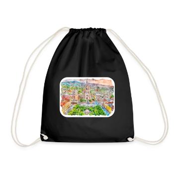 San Miguel De Allende Mexico Watercolor Sketch Dra - Drawstring Bag - black - Front