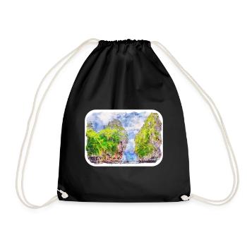 Thaïlande Aquarelle Esquisse Dessinée à la Main Illustration - Sac de sport léger - noir - Devant