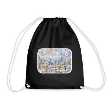 Autriche Aquarelle Esquisse Dessinée à la main Illustration - Sac de sport léger - noir - Devant