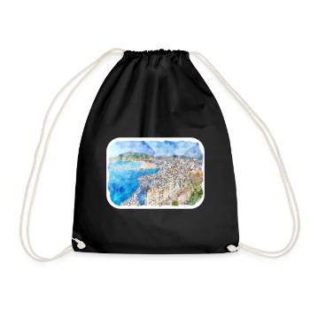 San Sebastian Croatia Watercolor Sketch Drawn Illu - Drawstring Bag - black - Front