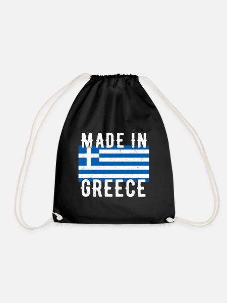 Made In Greece Griechische Flagge Retro Vintage - Turnbeutel - Schwarz