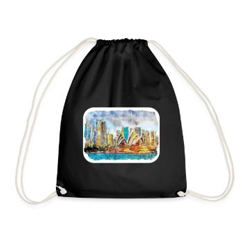 Sydney Australie Aquarelle Esquisse Dessinée Illustrat - Sac de sport léger - noir - Devant