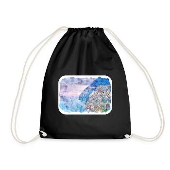 Positano Italie Aquarelle Sketch Illustration - Sac de sport léger - noir - Devant