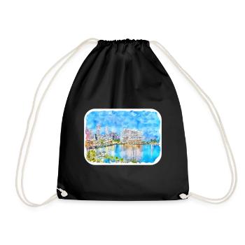 Florida USA Watercolor Sketch Drawn Illustration - Drawstring Bag - black - Front