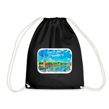 Moscou Russie Aquarelle Esquisse Dessinée Peinture - Sac de sport léger - noir - Devant