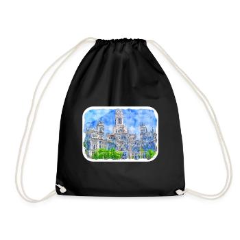 Madrid Espagne Aquarelle Esquisse Dessinée Peinture - Sac de sport léger - noir - Devant