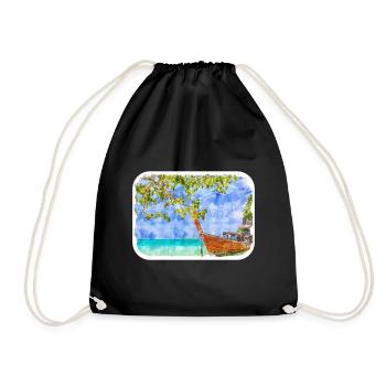 Thaïlande Aquarelle Esquisse Dessinée à la Main Illustration - Sac de sport léger - noir - Devant