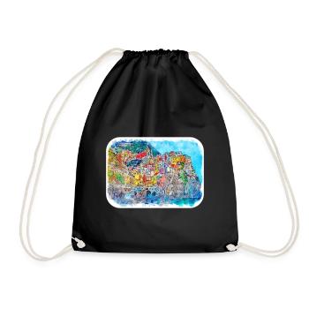 Positano Italie Aquarelle Sketch Illustration - Sac de sport léger - noir - Devant