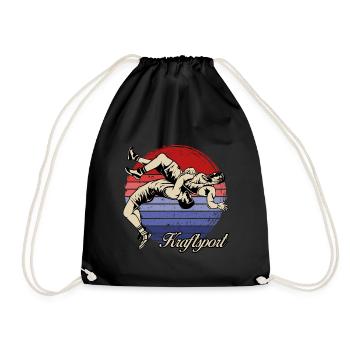 Retro Wrestling Wrestling Martial Arts Strength Sports - Drawstring Bag - black - Front