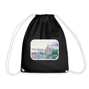 San Miguel De Allende Mexico Watercolor Sketch Dra - Drawstring Bag - black - Front