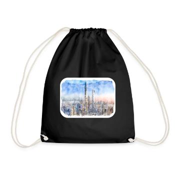 Shanghai Chine Aquarelle Esquisse Dessin Dessiné - Sac de sport léger - noir - Devant
