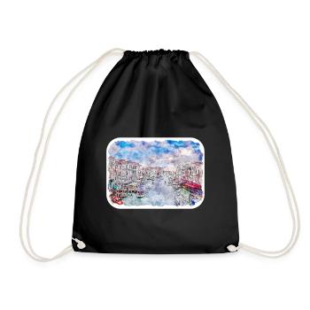 Venise Italie Aquarelle Esquisse Illustration - Sac de sport léger - noir - Devant