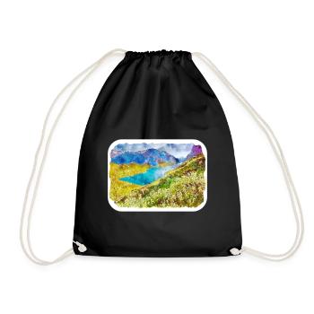 Norvège Aquarelle Esquisse Dessinée à la main Illustration - Sac de sport léger - noir - Devant