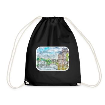 Binnenhof Pays-Bas Aquarelle Dessin - Sac de sport léger - noir - Devant