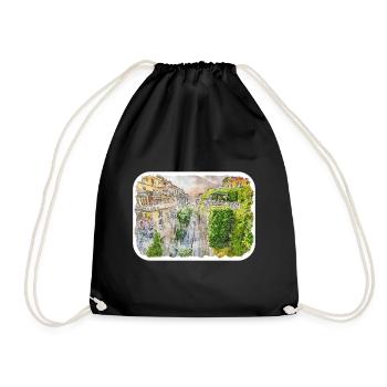 Sorrente Italie Aquarelle Esquisse Dessinée Peinture - Sac de sport léger - noir - Devant