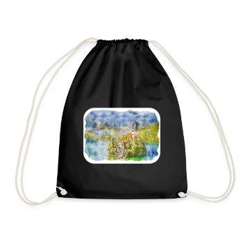 Illustration de l’esquisse à l’aquarelle de Slovénie - Sac de sport léger - noir - Devant