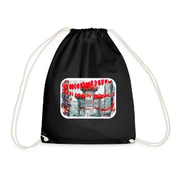 China Watercolor Sketch Hand Drawn Illustration - Drawstring Bag - black - Front