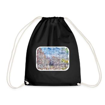 Pays-Bas Aquarelle Esquisse Dessinée Illustration - Sac de sport léger - noir - Devant