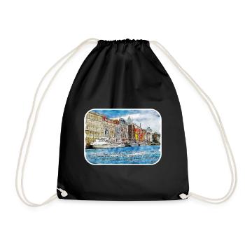 Copenhague Danemark Aquarelle Sketch Illustration - Sac de sport léger - noir - Devant