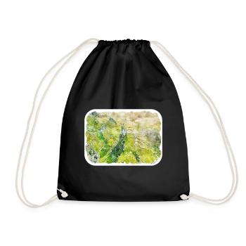 Scotland UK Watercolor Sketch Drawn Illustration - Drawstring Bag - black - Front