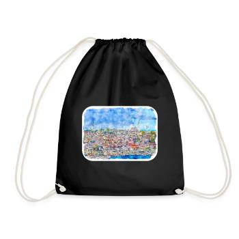 Dinde Aquarelle Esquisse Dessinée à la main Illustration - Sac de sport léger - noir - Devant